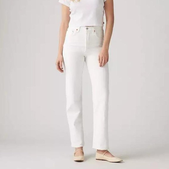 Levi’s White High Rise Ribcage Straight Jean - Picture 2 of 8